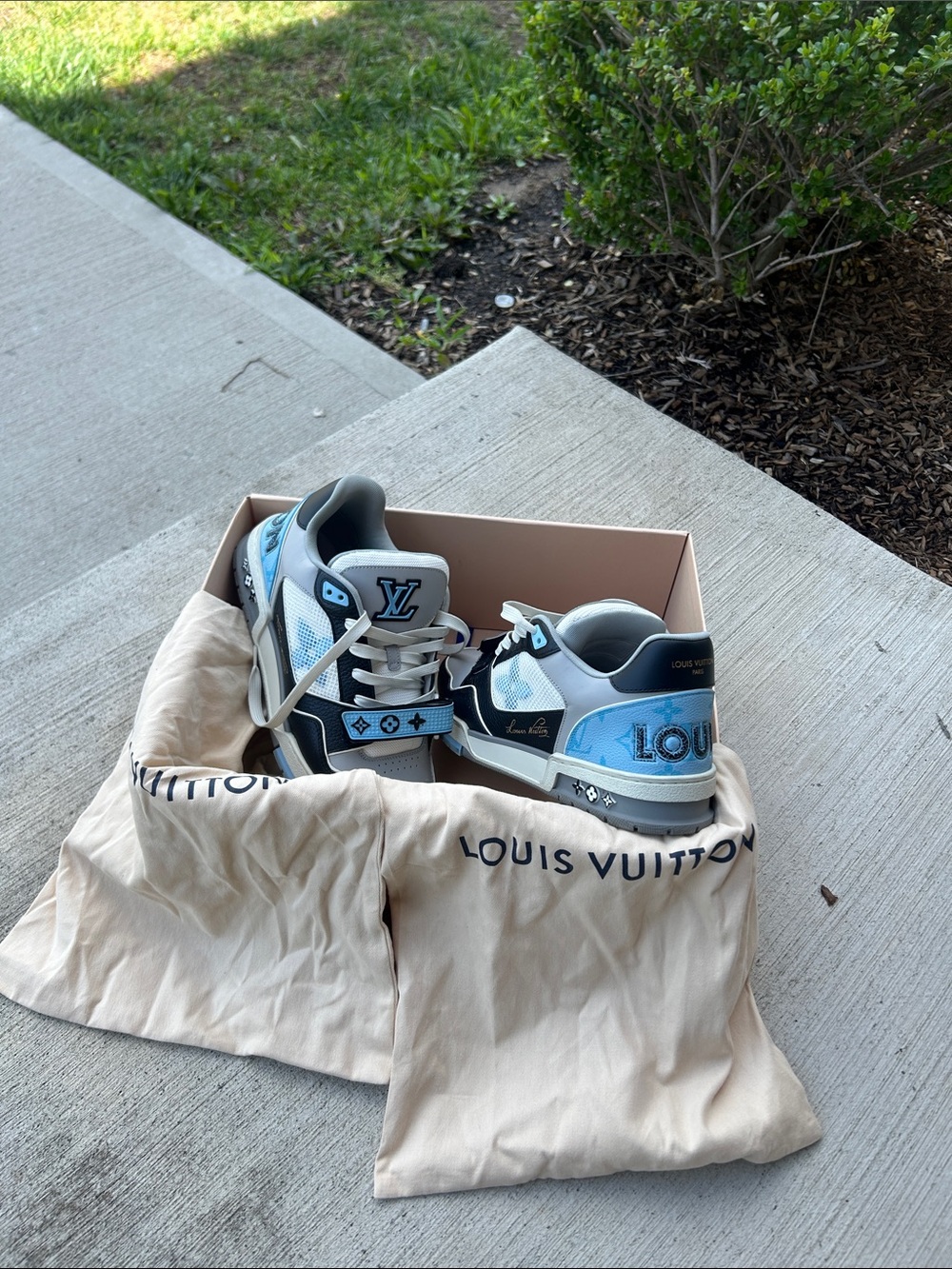 Louis Vuitton Light Blue & White Kids Sneakers